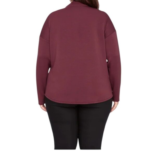 NWOT UP! Long Sleeve Mock Neck Top | Burgundy - Picture 5 of 7